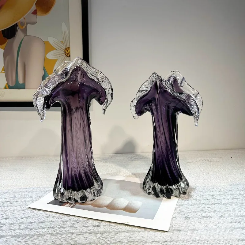 Purple gradual change light luxury lace vase ornament, high-end home accessories