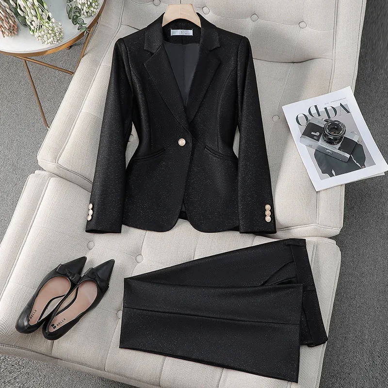 Pink Blazer Women Autumn Pants Suit 2026 New Commuter Wear Work Clothes Suit Female Formal Blazer Jacket and Trouser 2 Piece Set