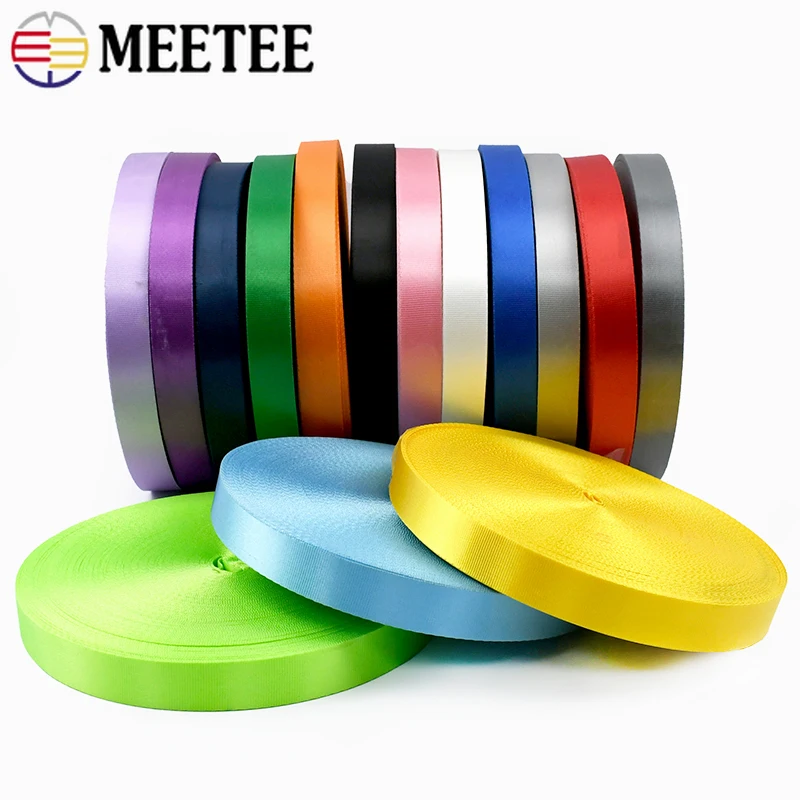 

Meetee 45Meters 10-20mm Nylon Webbing for Straps Bag By The Meter Belt Ribbon Bands Bias Tape Clothing DIY Sewing Accessories