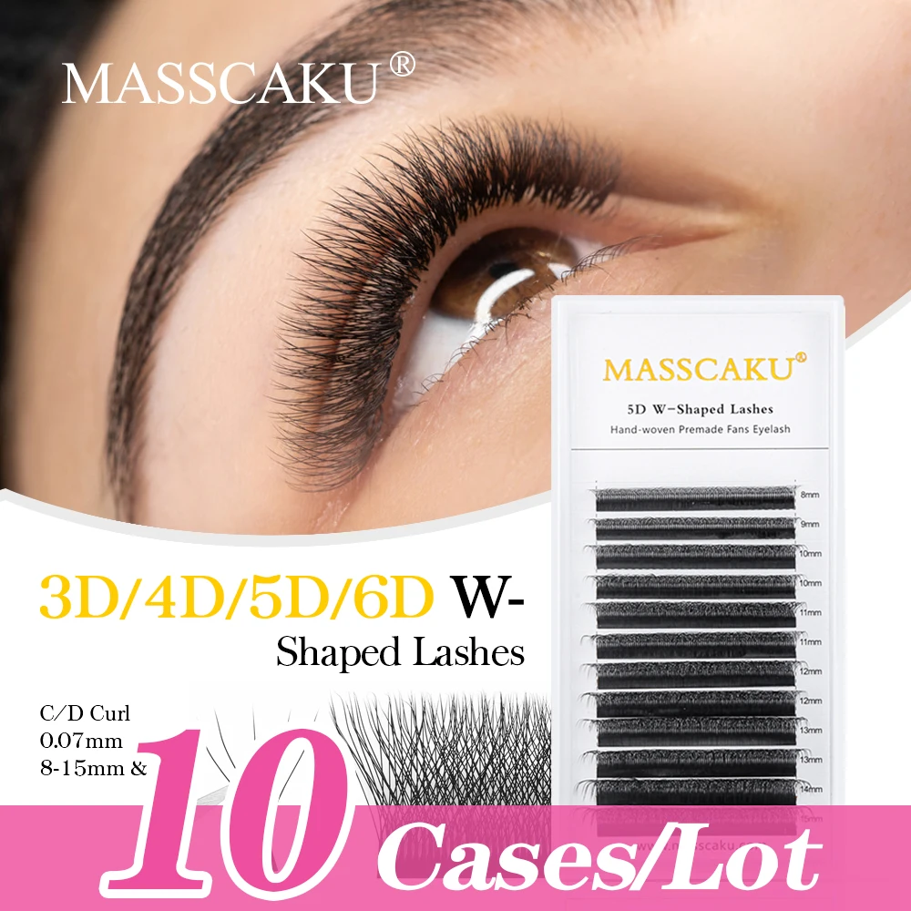 

MASSCAKU 10 Cases W Shape Bloom 3D 4D 5D 6D Premade Fans Eyelash Extensions Individual YY Lashes Natural Makeup Tool