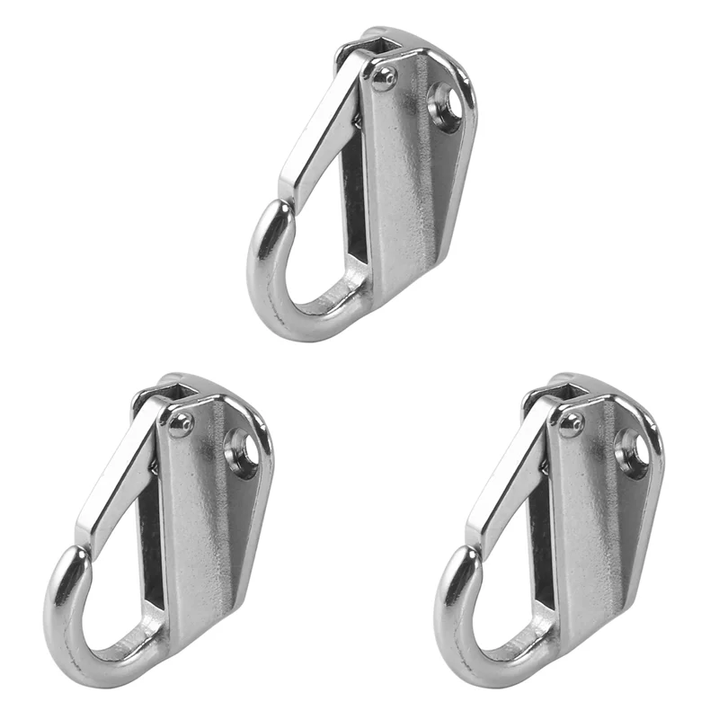 

Marine Boat Fender Hooks Stainless Steel Spring Snap Type Fender Fending Hook Hanger 3 Pcs