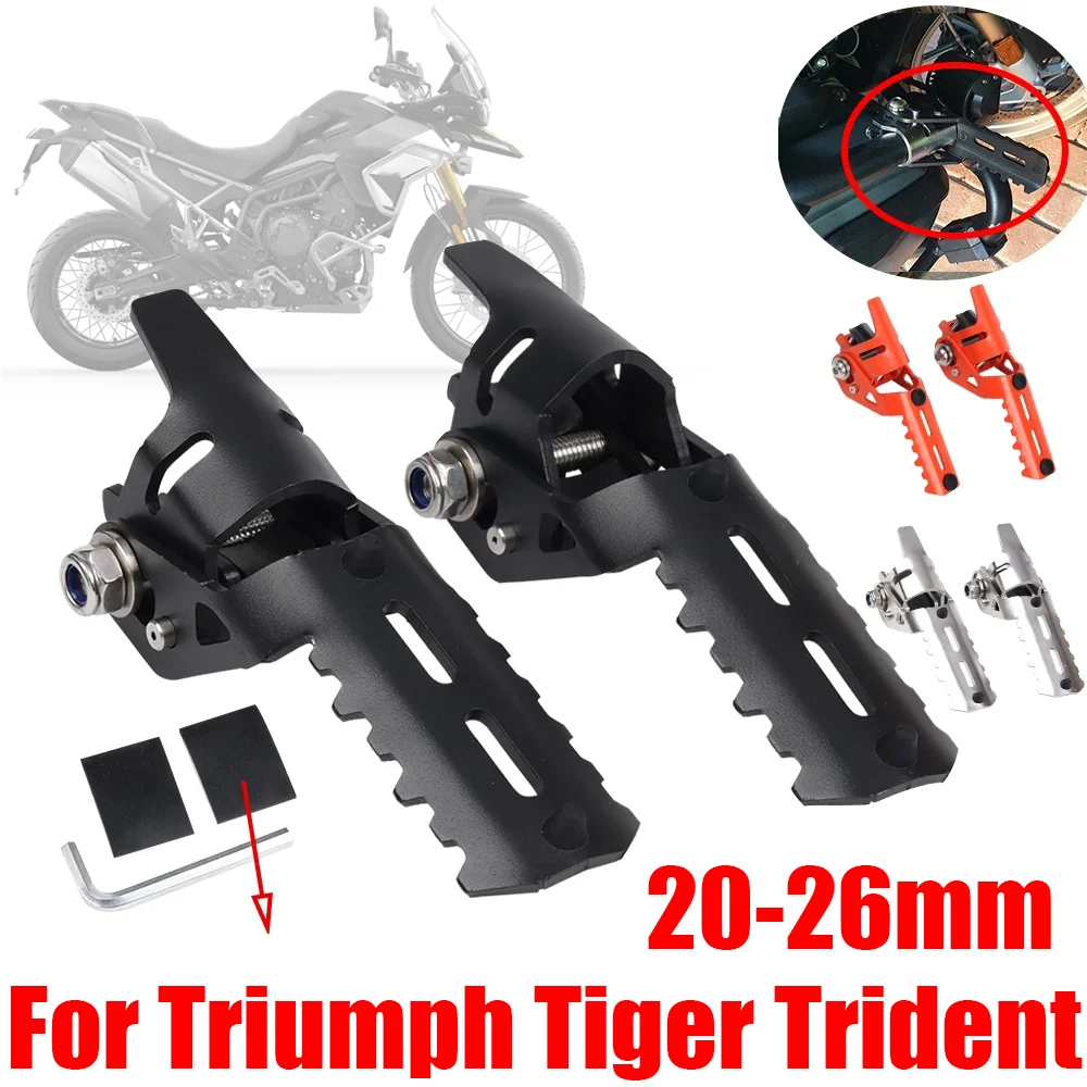 

For Triumph Tiger 800 850 900 1050 1200 660 Trident 660 Accessories Highway Front Foot Pegs Folding Footrests Footpegs Clamps