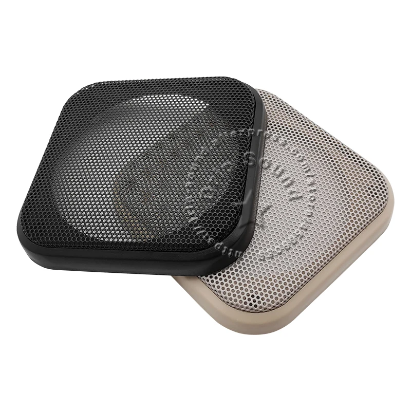 For 4" inch Square Speaker Grill Cover Plastic Decorative Circle Metal Mesh Grille Protection Net 108x108mm #Black/Beige - Image 2