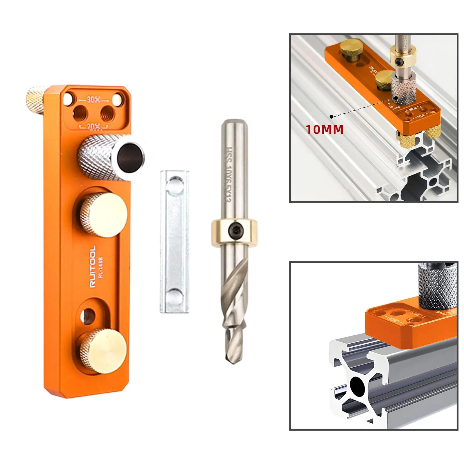 Aluminum Profile Drill Guide Set Kit Practical Auxiliary DIY Tool Woodworking Tools Premium Positioning Single Hole Punching Jig