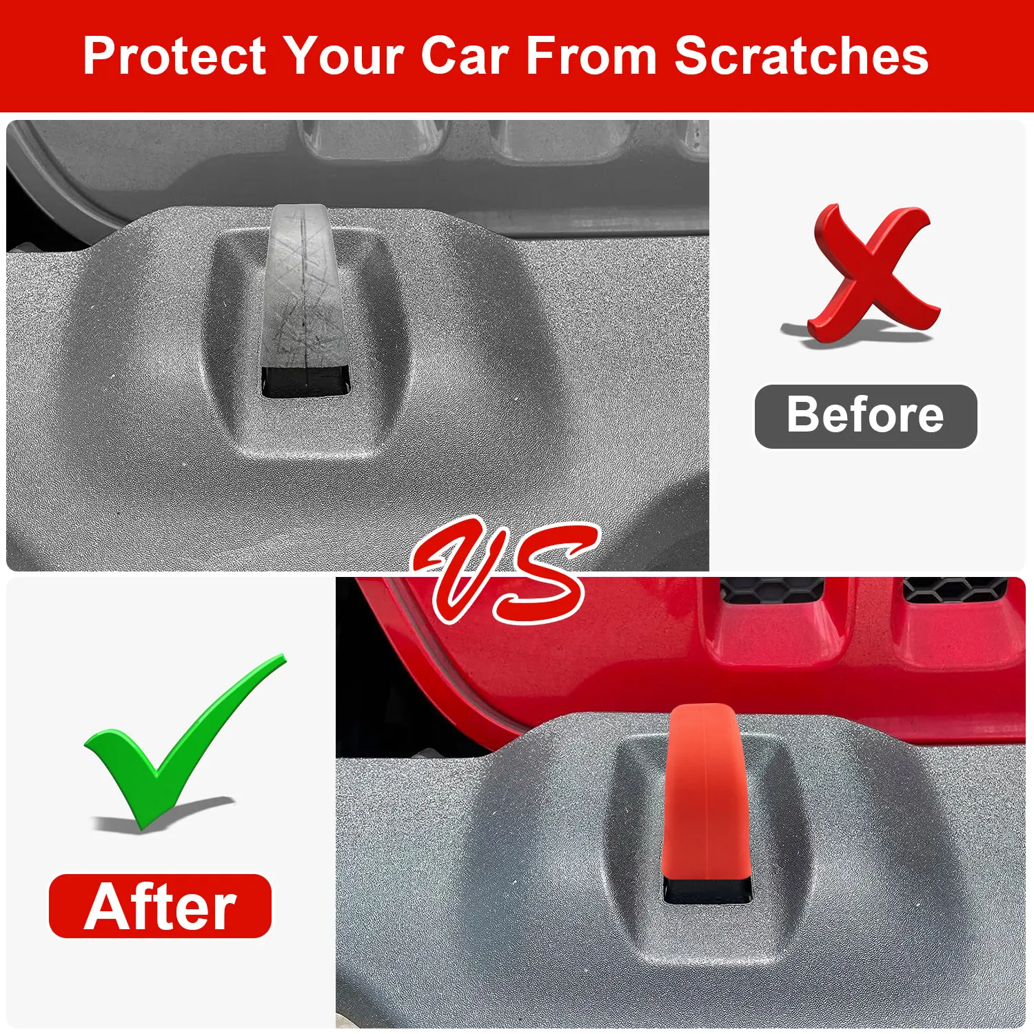 Bumper Tow Hook Covers Tow Hook Protector for Jeep Wrangler JL JK, for Gladiator JT 2007-2024 Exterior Accessories(2PCS Red)