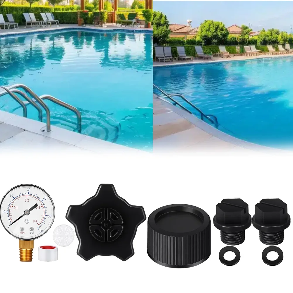 

Replacement Gauge And Drain Cap Maintenance Kit For Sand Filters Gardening Tools Replacement Swimming Pool Accessories