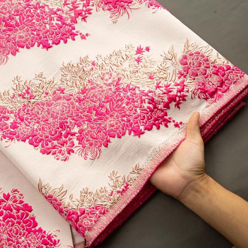 Nigerian Brocade Jacquard Lace Fabric African Organza Lace Fabric 2023 High Quality Gilding Dress for Women A3482