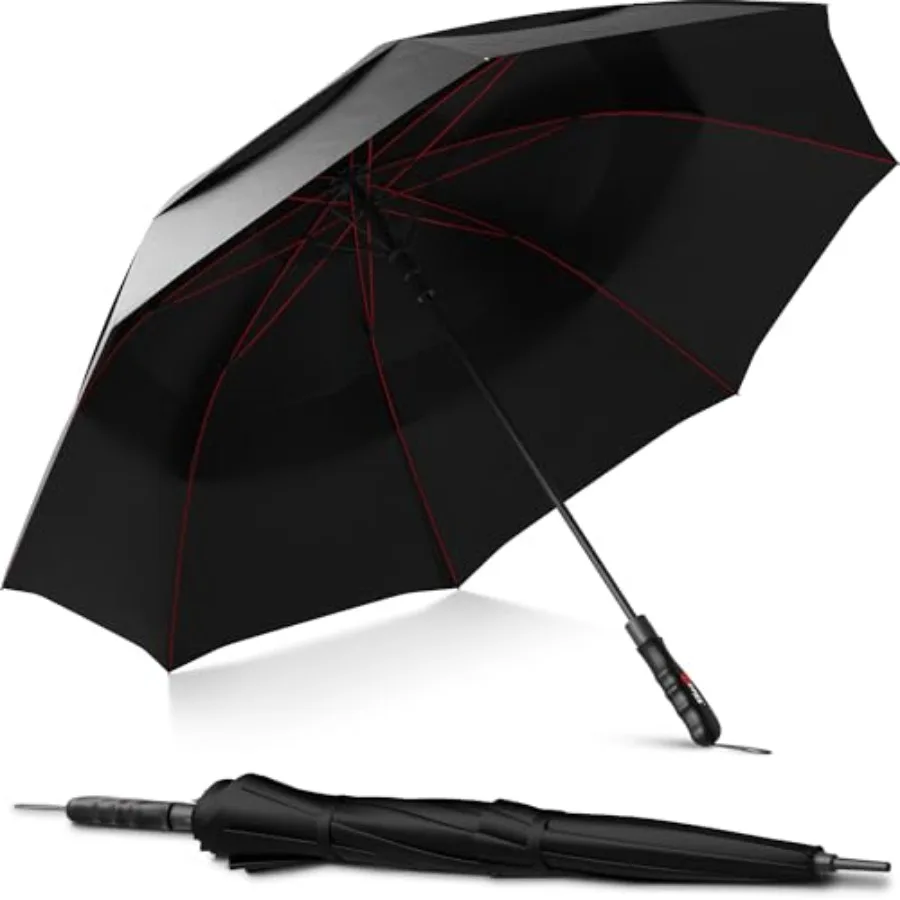 

Repel Umbrella Extra Large Windproof Golf Umbrella - Covers 2 People - 60" Wide Vented Double Canopy with Reinforced Fiberglass