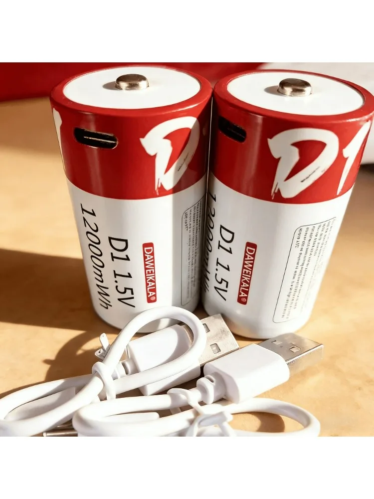 Najlepsza bateria litowa USB-C o pojemności 12000 mWh, rozmiar D, z kablem, ultra wysoka pojemność, długa żywotność, hit sprzedaży. — zdjęcie produktu 7