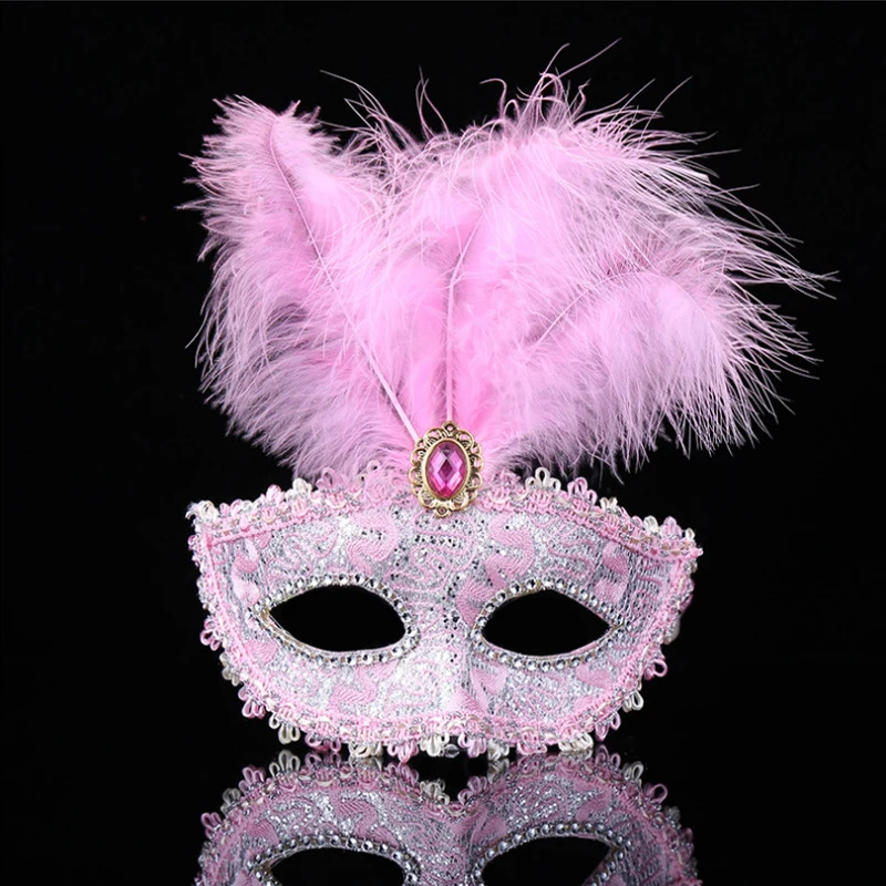 Party Mask Women Masquerade Luxury Peacock Feathers Half Face Mask Cosplay Costume Venetian Mask For Children