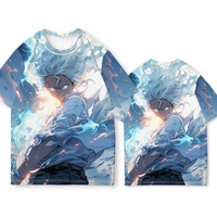 Anime T Shirt Dynamic Character with Energy Aura Unique Bandai Inspired Double Sided Print for Anime Fans Stunning Visual Style