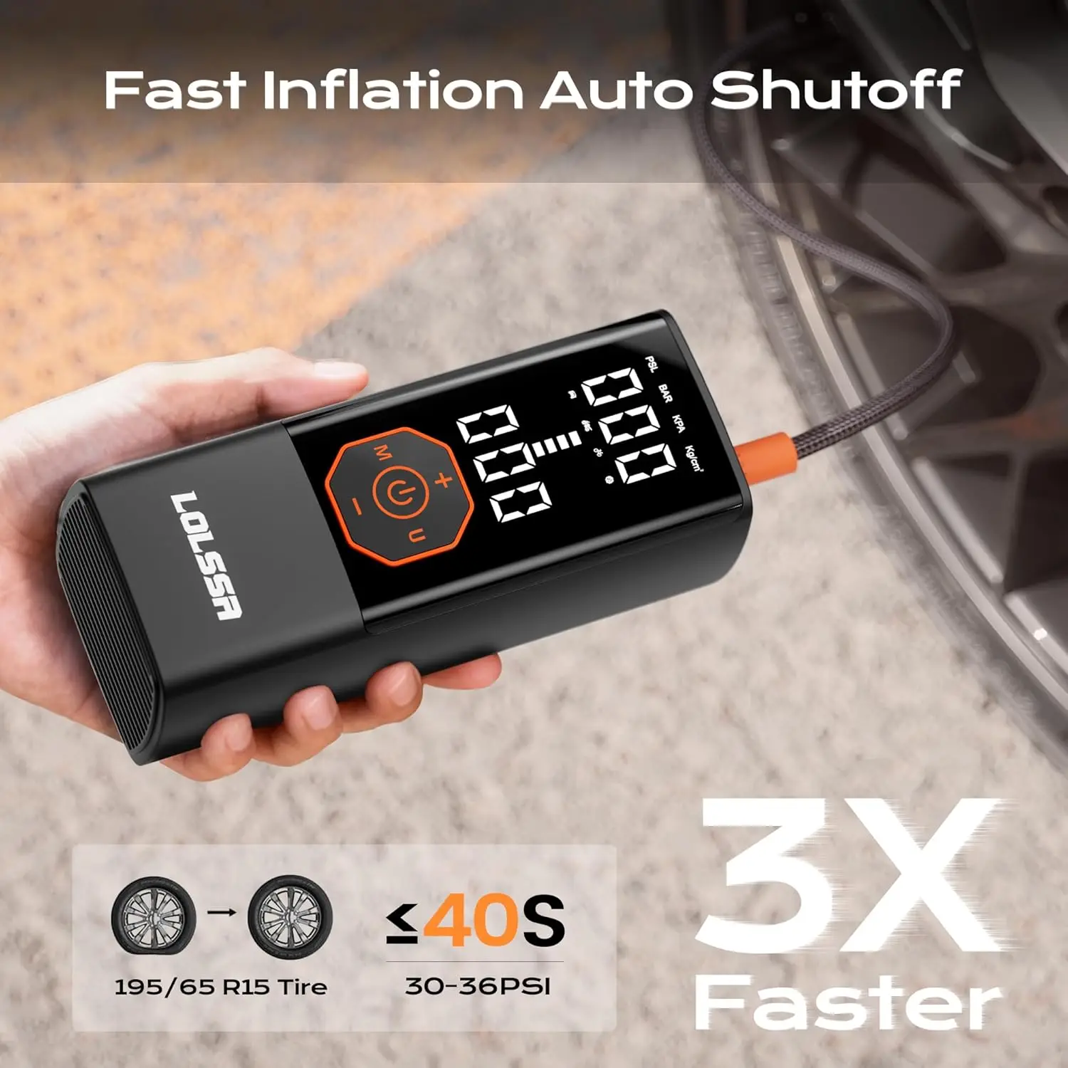 

Portable Air Compressor for Car, Motorcycle, Bike Tires - Cordless Electric 180PS with Tire Gauge