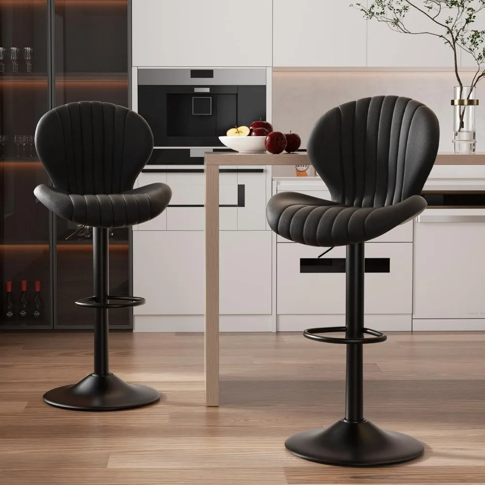 

Bar Stools Set of 2 Modern Swivel Bar Chairs, Barstools Counter Height with High Backrest, for Bar, Kitchen, Dining Room Black