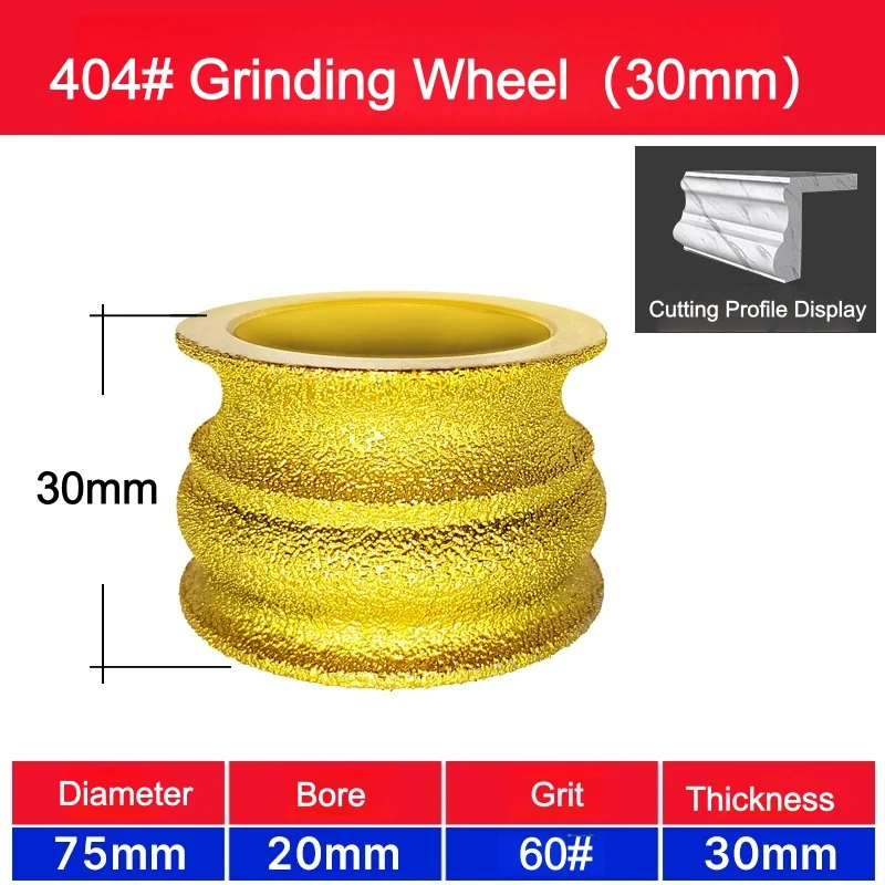 30/40/35mm Edge Diamond Grinding Wheel, Profile Hand Diamond Wheel 404# Edge Grinding Wheels for Stone Marble Granite Grinding