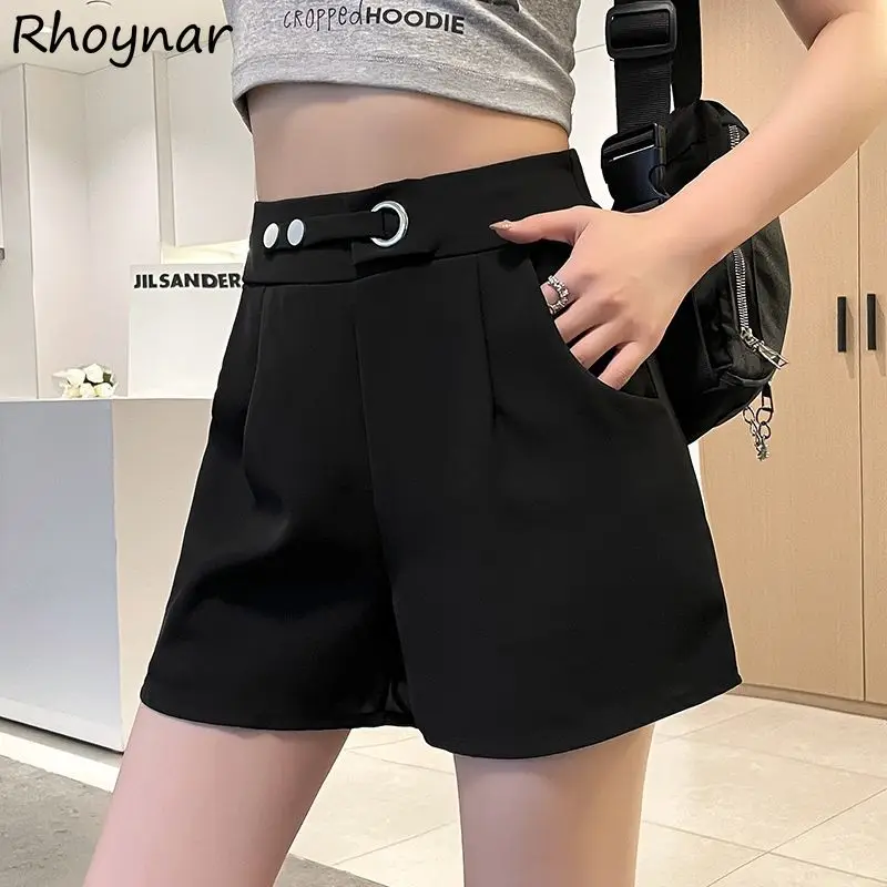 

Women Shorts A-line High Waisted Wide Leg Trousers Simply Kpop Fashion Casual Office Lady Summer Clothes Vintage All-match Ins