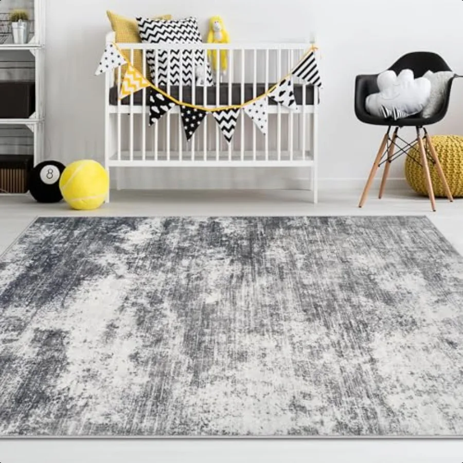 

Area Rug Washable Rug 3x5: Small Modern Abstract Rug AntiSlip Backing Doormat Stain Resistant Soft Indoor Carpet for Living Roo