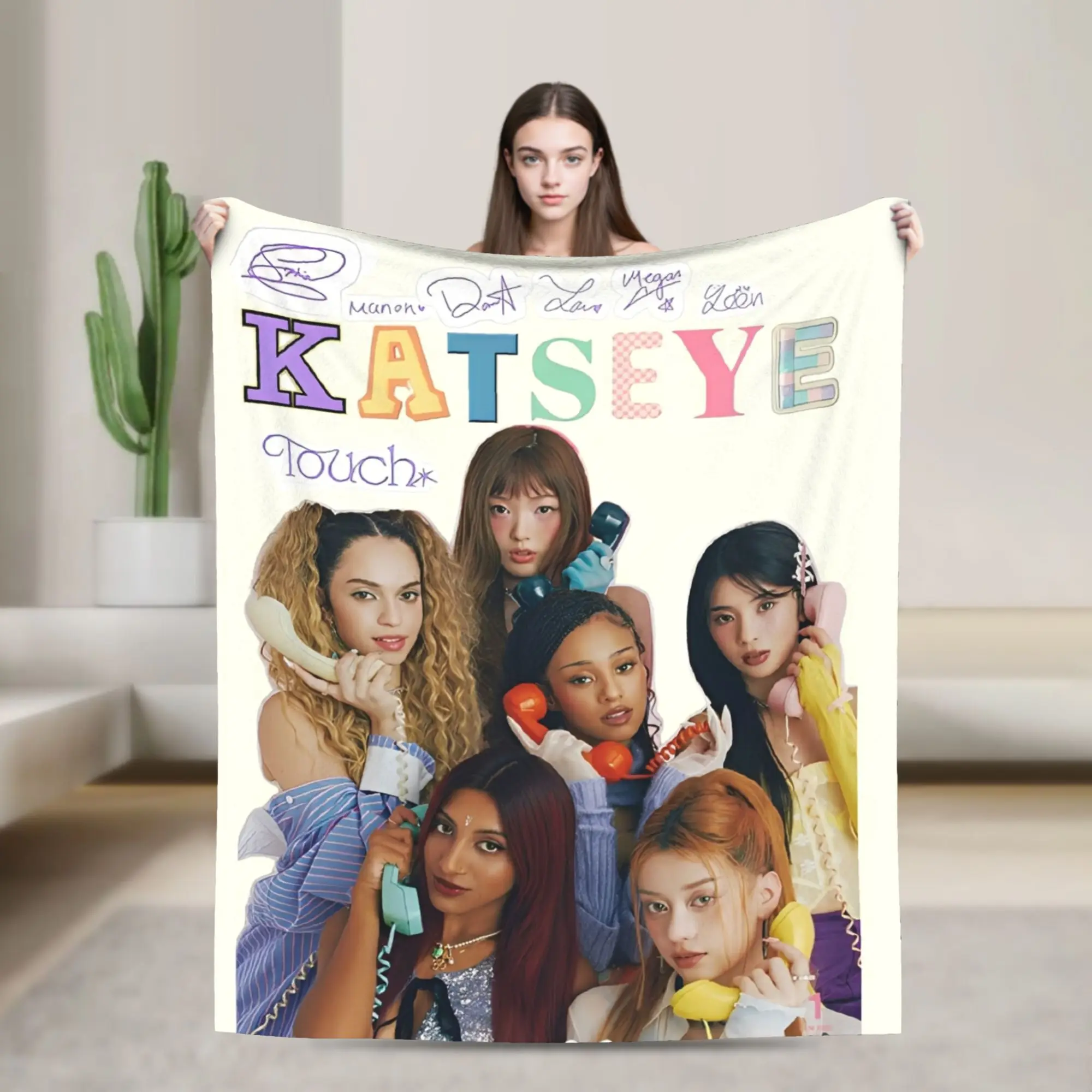 

Kpop Katseye Blankets Coral Fleece Plush Spring/Autumn Music Multifunction Lightweight Throw Blankets for Bed Car Rug Piece