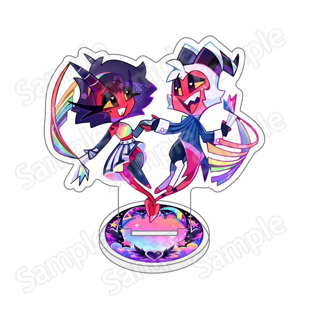 Cute Anime Hazbin Hotel Helluva Boss 10cm Acrylic Stand Figure Keychain Cartoon Character Pendant Desktop Ornament Collectible