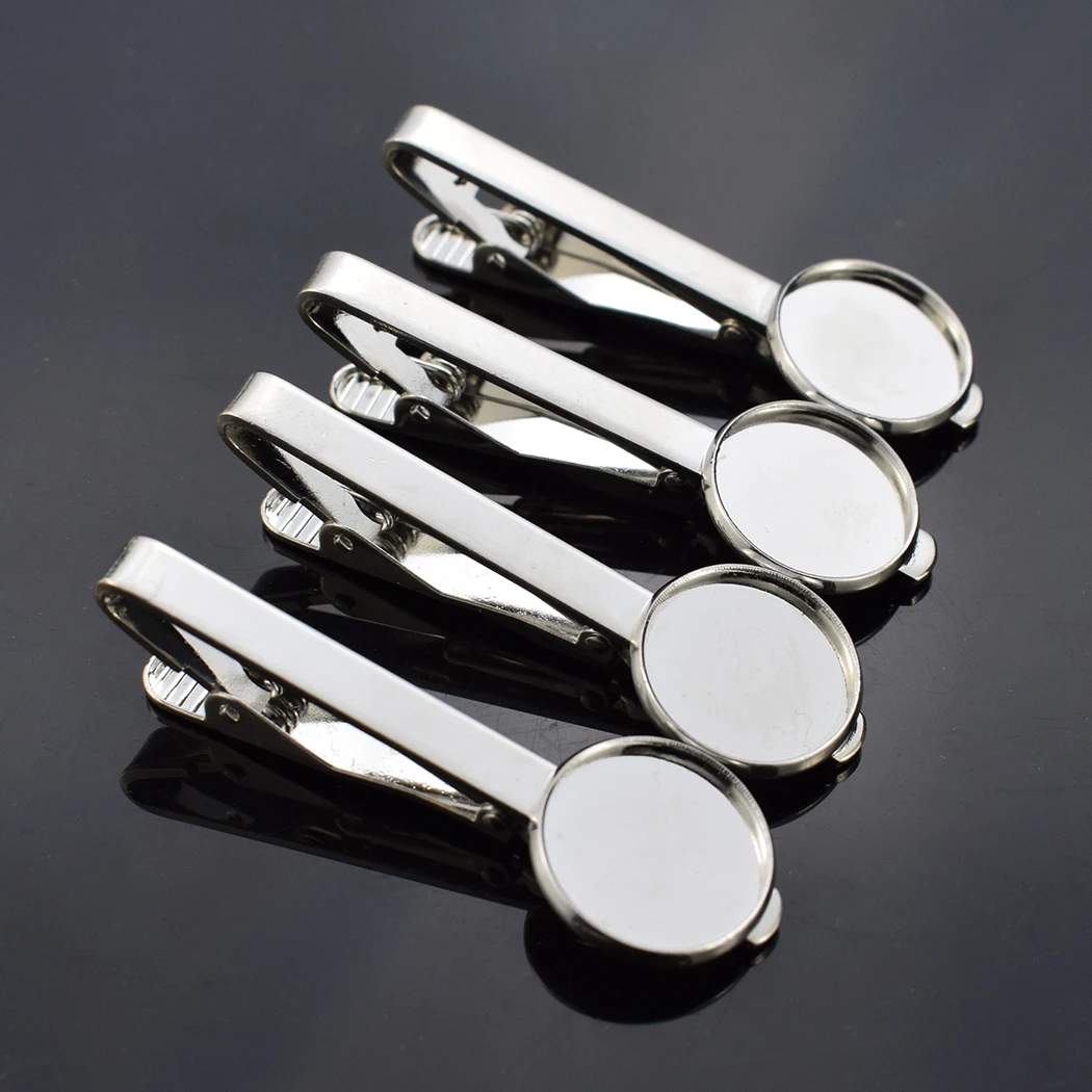 5 PCS/lot 16mm Glass Cabochon DIY Tie 16 MM Tie Clip Base Blank Jewelry Settings Fit Clips Dad Boyfriend Husband