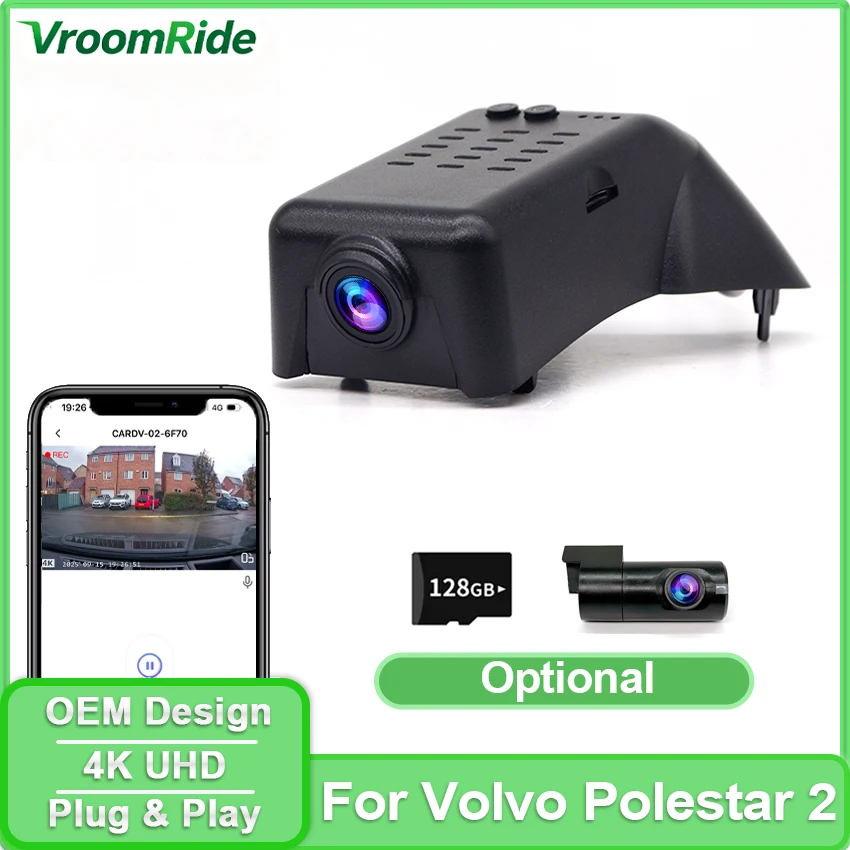 Dash Cam 4K for Polestar 2 Polestar2 2025 2024 2023 2022 2021,Car DVR Dashcam Camera Video Recorder for Volvo Polestar 2