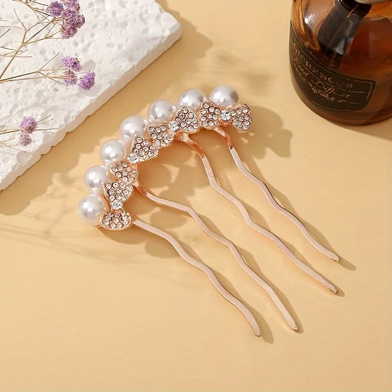 

Ladies Pearl Diamond Bow Hairpin hairpin elegant and casual hair for the ball head decoration suitable for daily party use