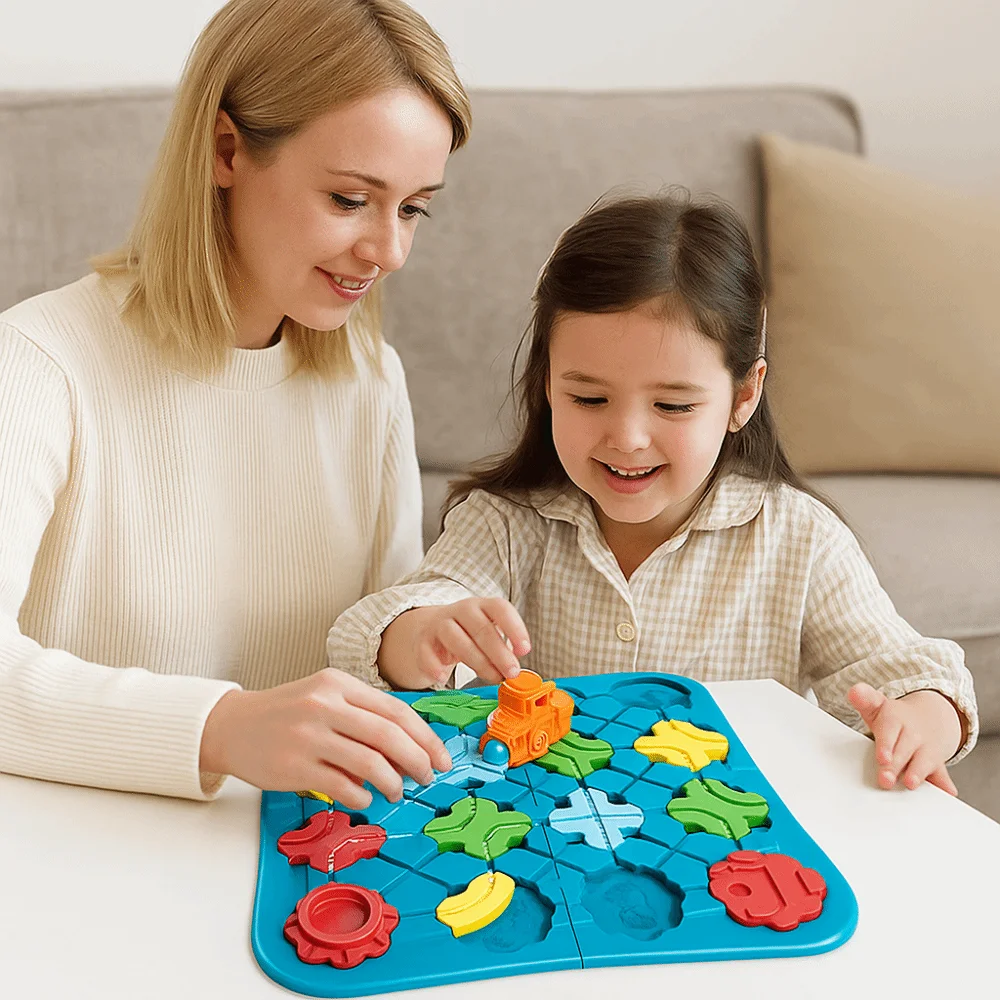Jogos de construtor de estrada lógico de plástico montessori quebra-cabeça interativo carro pista brinquedo colorido pensamento brinquedos