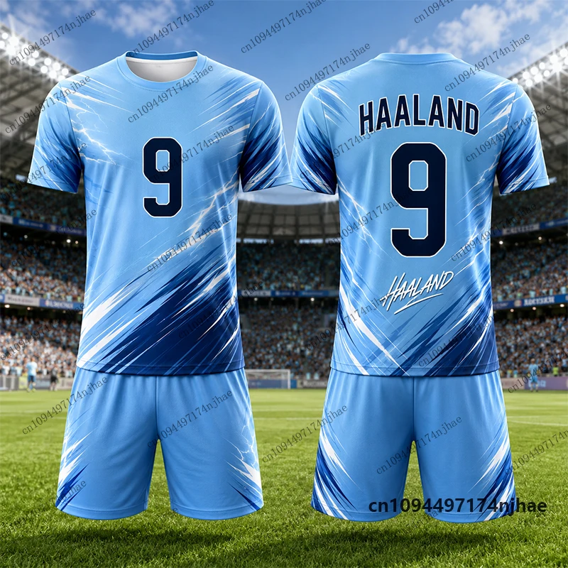 2026 Kinder-Trainingsanzug Haaland # 9 bedruckte T-Shirt+Shorts-Sets Fußball Norwegen Fans Eltern-Kind-Anzug Sportbekleidung Kinder/Erwachsene Kleidung – Detail 8