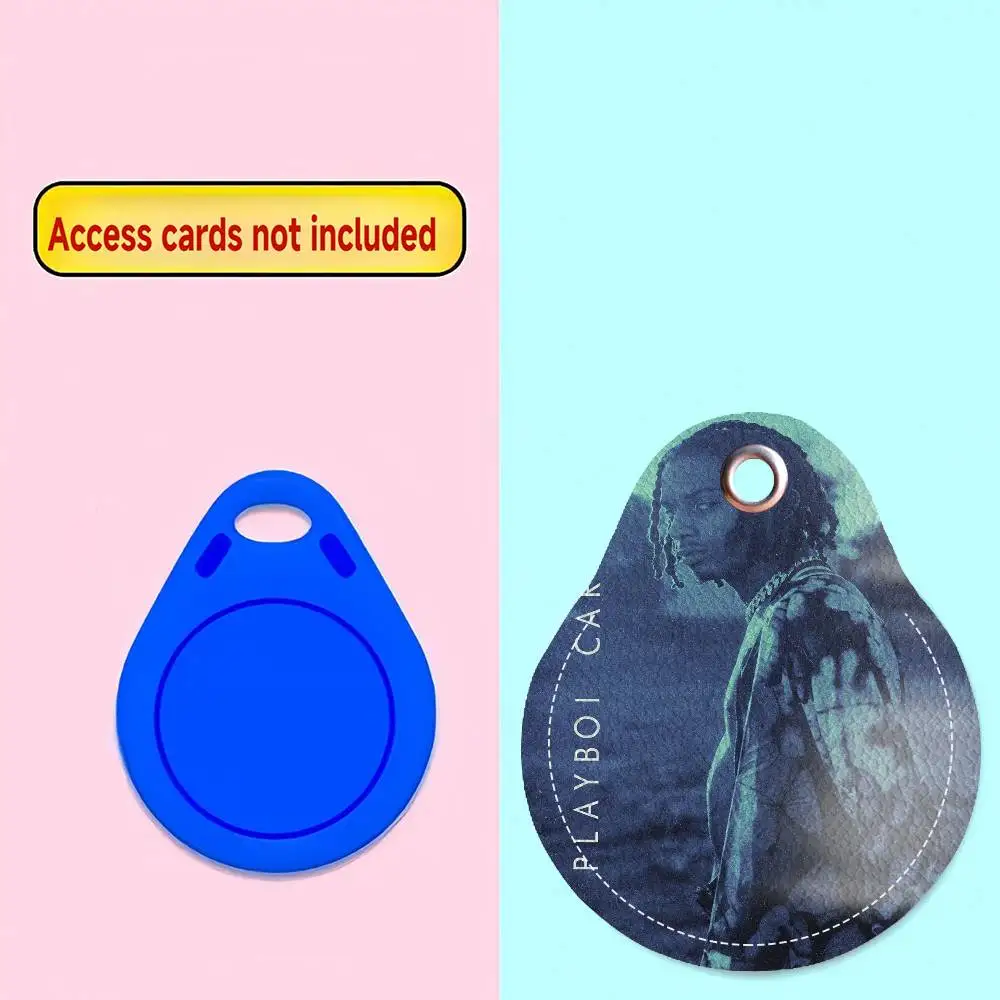 Rapper Playboi Carti PU Card Holder Keychain Key Ring Door Lock Access Tags Card Case Keychain Access Card Key Tag Ring