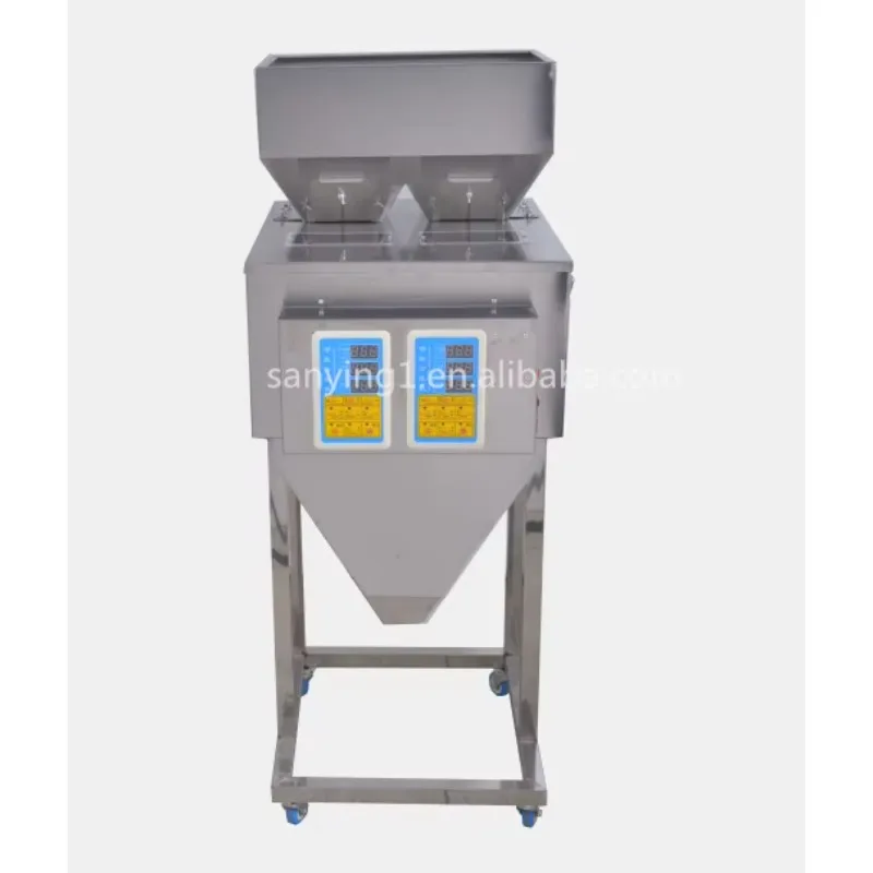 المصنع مباشرة 2 رئيس 500 جرام آلة تعبئة الجسيمات الهزاز مسحوق الحبوب الحبيبية وزنها آلة التعبئة