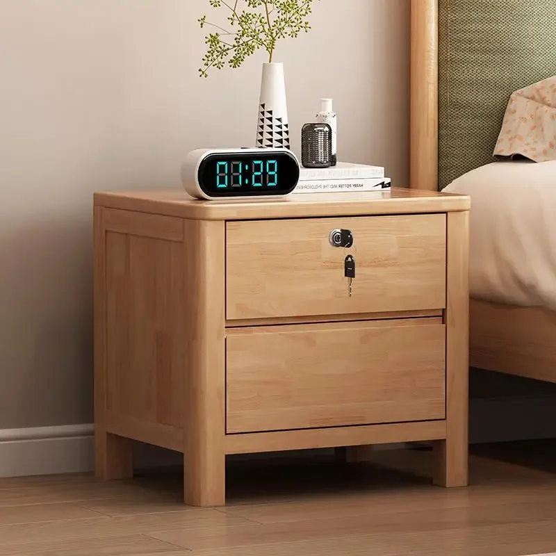 Bedroom all solid wood bedside table simple oak storage cabinet