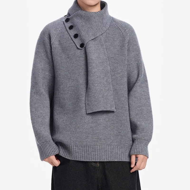 

Новинка 2024 года, весенне-осенний ретро-шарф с воротником и пуговицами, мужской зимний теплый стиль для пар, различные варианты цвета