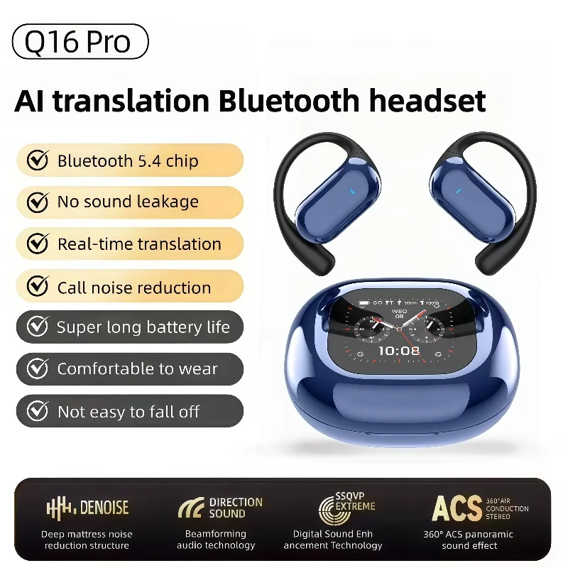 Q16S AI traduction traducteur en temps réel écouteurs 140 langues et Accents Bluetooth 5.4 traduction écouteurs étanche IPX5