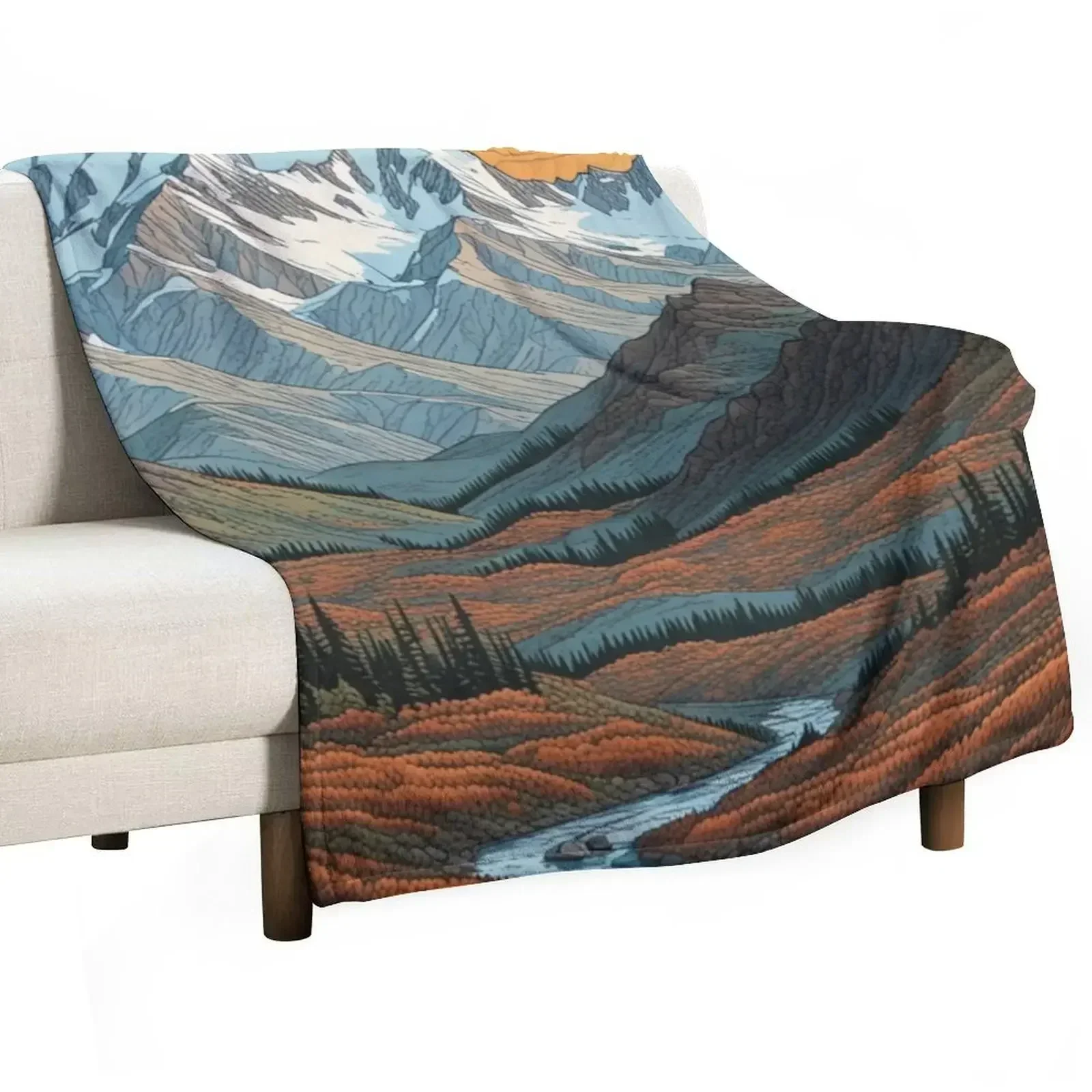 Denali Landscape Throw Blanket Nap Flannels Luxury Hairy Soft Plush Plaid Decorative Sofas Blankets