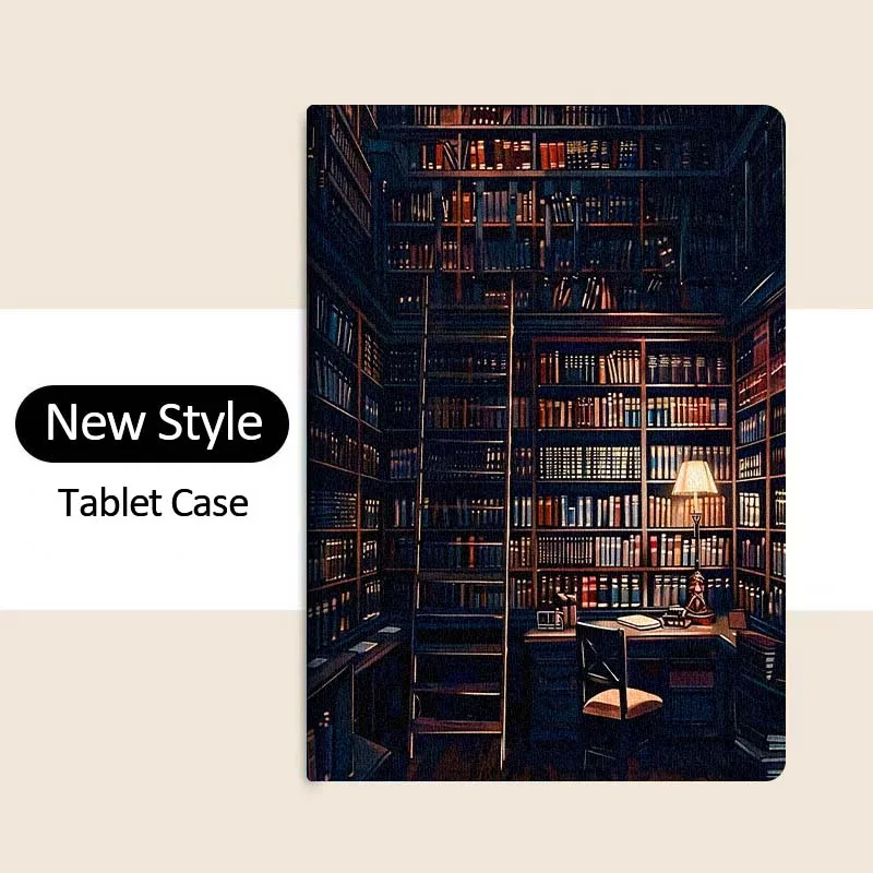 

Retro Book Bookshelf Art For OPPO Pad 2 3 4 Neo Air SE X Pro 10.36 11 11.4 11.61 12.1 13.2 Inch 2025 Foldable Tablet Case