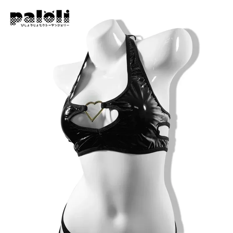 aa Bear House 002 المرأة تأثيري حلي أنيمي الشيطانة بيكيني ملابس السباحة ملابس داخلية نسائية من الجلد الرسن الرقبة الأسود المقاوم للصدأ SteeWAT99 ★ ★