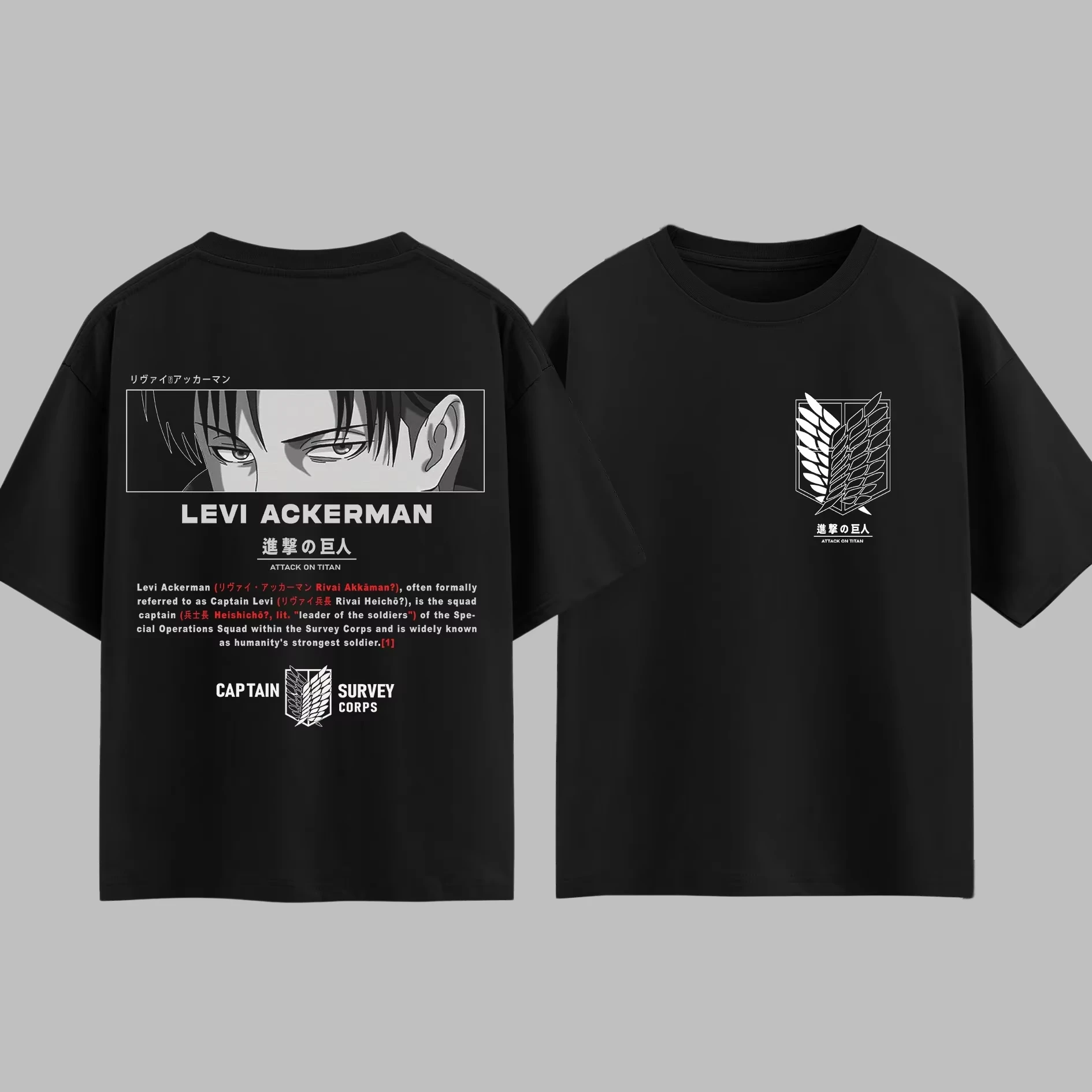 Japanisches Anime Attack on Titan Levi Ackerman Bedrucktes T-Shirt für Herren und Damen, Herren-Top, Sport-T-Shirt, Sommer 2026 Neu – Detail 7