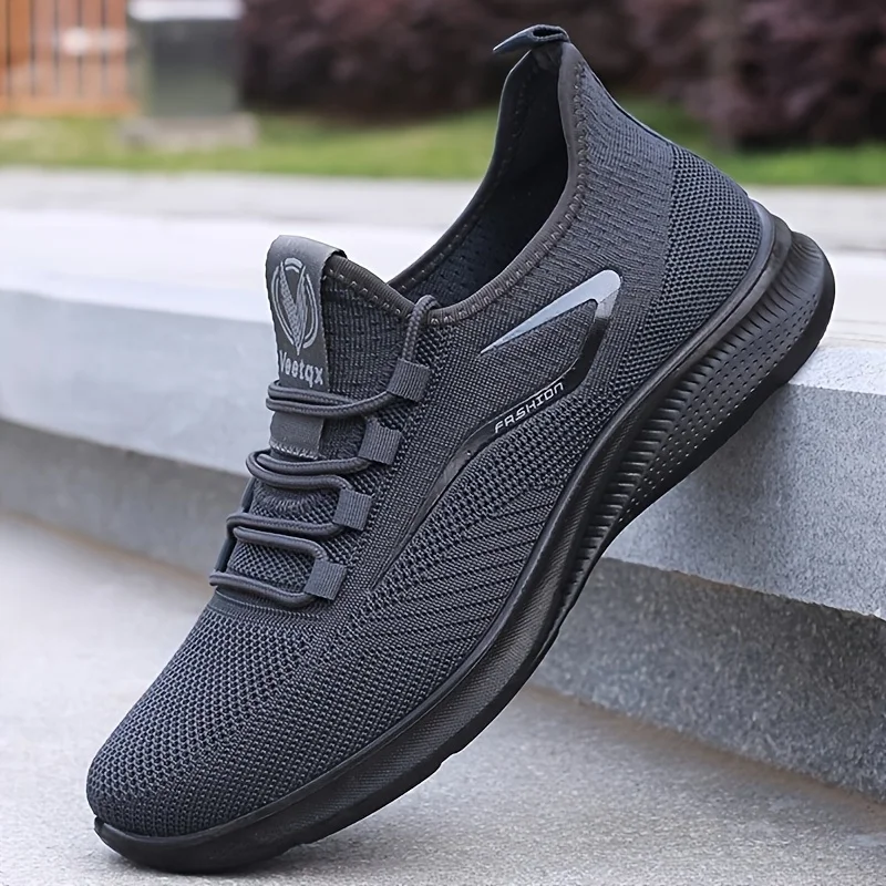 Atmungsaktive, leichte Herren-Strick-Sneaker, rutschfeste Trainingsschuhe für Laufen, Basketball, Schwarz, Weiß, Sportschuhe, PU-Sohle