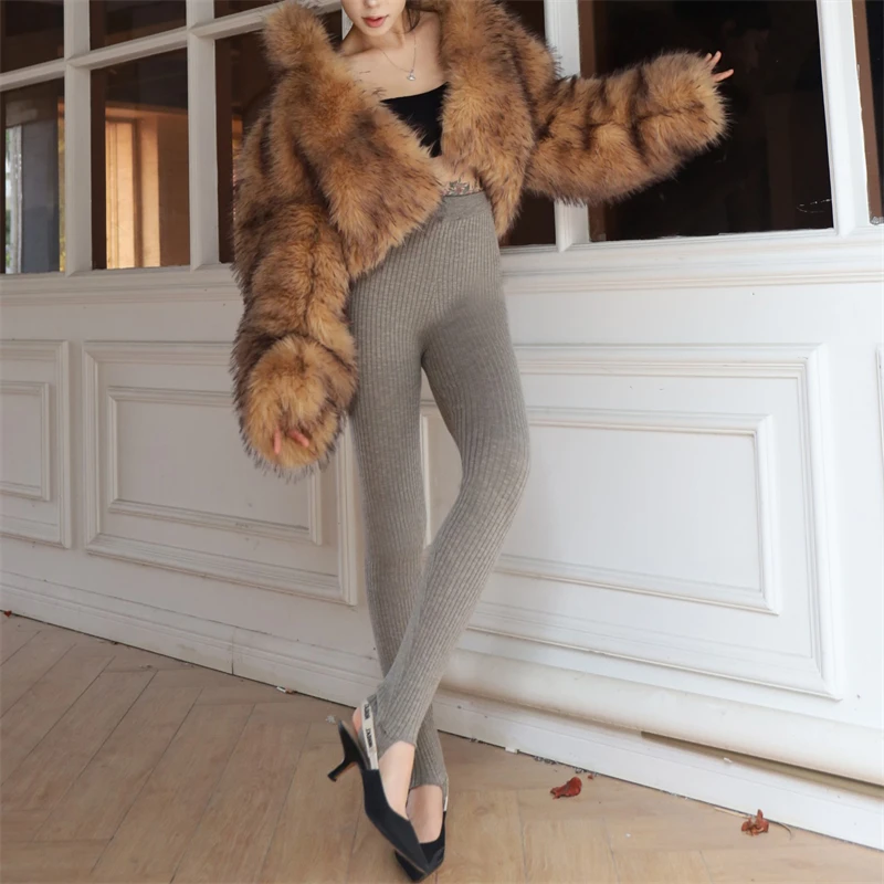 ربيع جديد المرأة مخصص مصبوغ الغزل مطاطا سليم صالح محبوك القدمين السراويل y2k جودة عالية موضة سليم صالح بنطال صغير الحجم #4