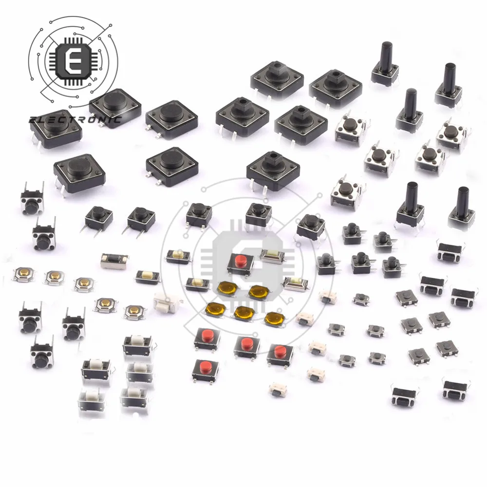 125pcs /lot Assorted Micro Push Button Tact Switch Mini Switch DIP 2*4 3*6 4*4 6*6 DIY Electronic KIT