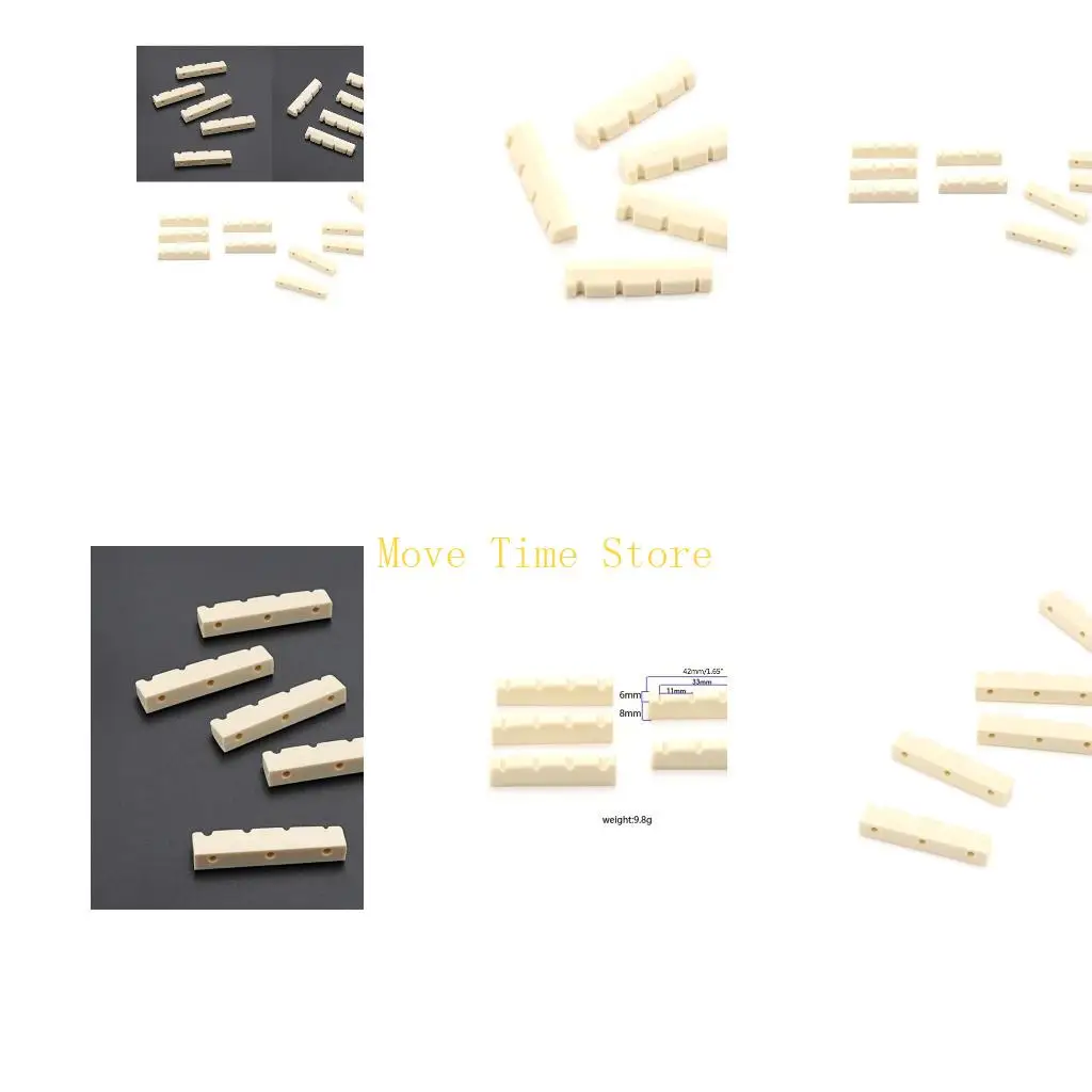 92ME 5Pcs/pack Guitar Bass Nut 42mm Guitar String Nut Guitar Nut Slotted Top Nut Replacement for 4 Strings Musical Instrument