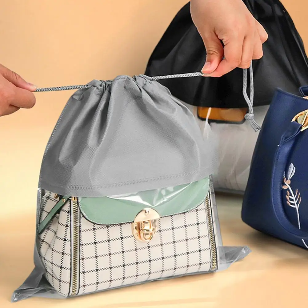 Convenient Storage Bag Reusable Lightweight Non Woven Fabric Handbag Storage Pouch Visible Surface