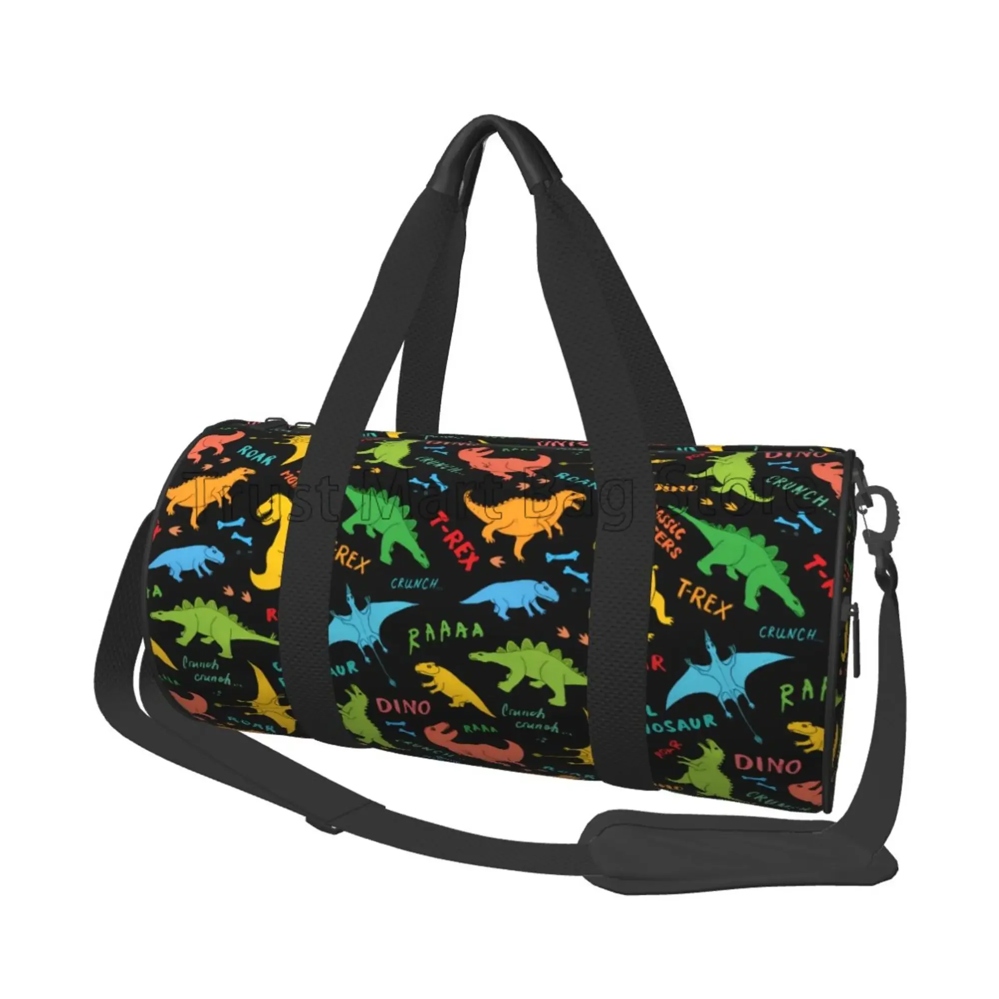 Dinosaurs Pattern Gym Sport Travel Bag for Practice Overnight Duffel Bags Weekender Carry-On Tote Luggage Bag with Zipper