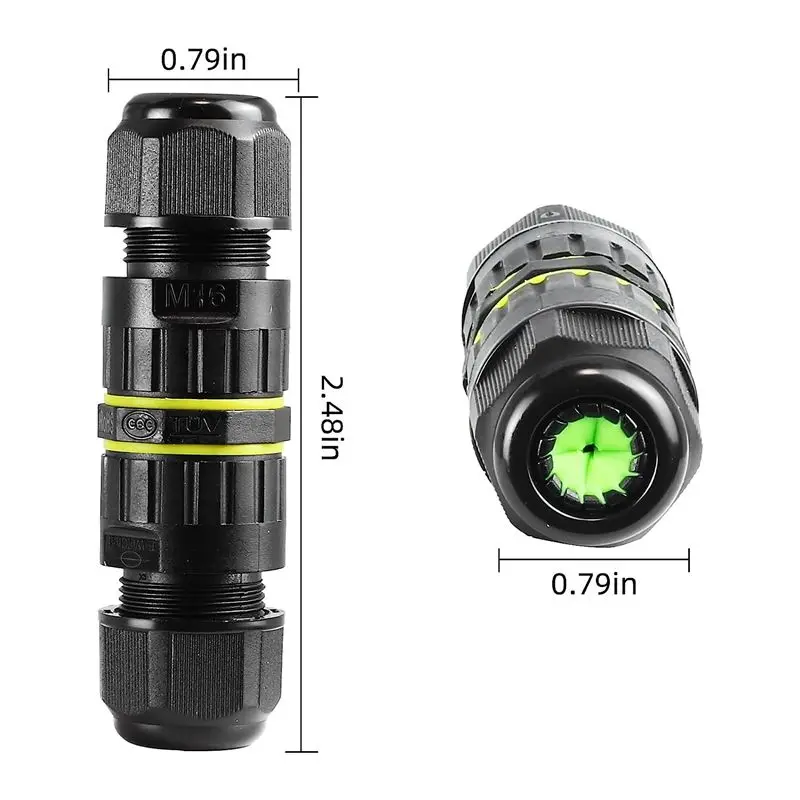 ABZC 5Pcs M16 2 Way 3 Core for Junction Box Electrical Cable Connector IP68 Waterproof Wire Range 3.5-10mm for Outdoor Garden
