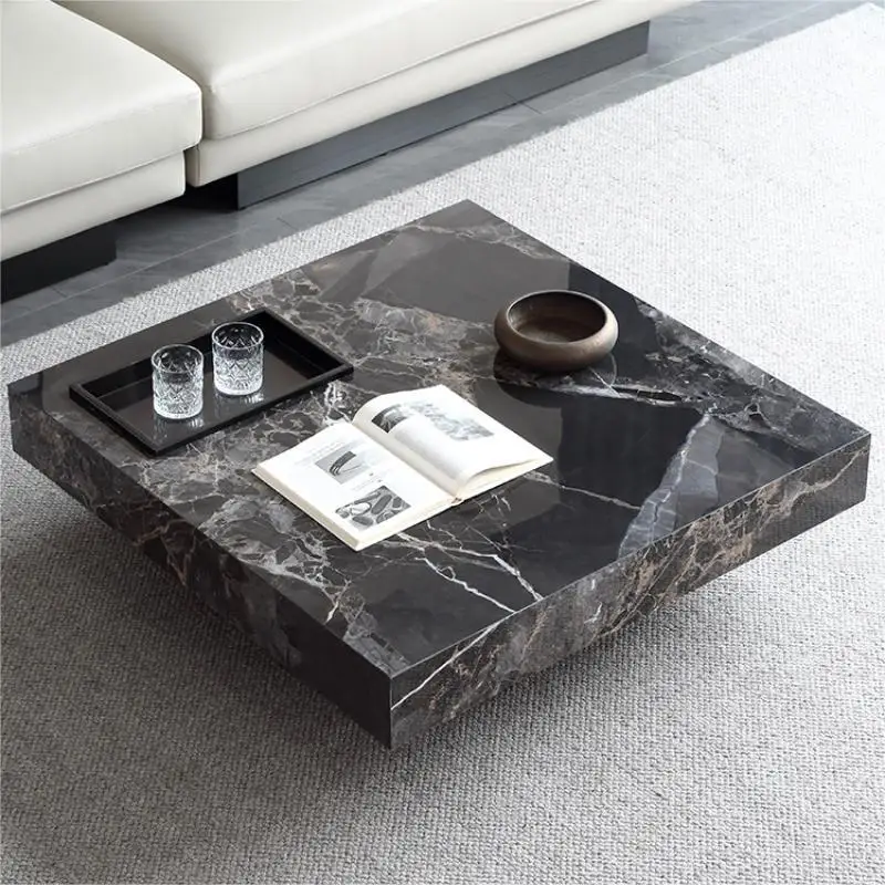

Italian minimalist square coffee table light luxury Internet celebrity living room designer villa high-end Pandora rock slab sus