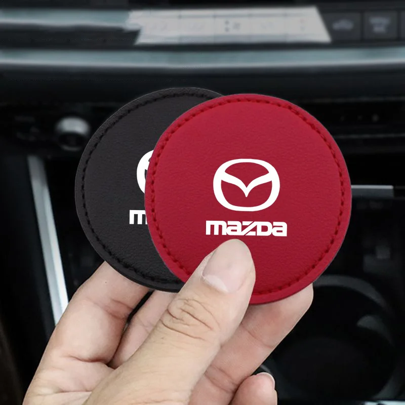 Car Interior Leather Coaster Water Cup Bottle Holder Anti-slip Pad Mat For Mazda 2 3 6 8 RX8 MX3 CX4 CX-5 CX-7 CX-9 CX-3 Atenza