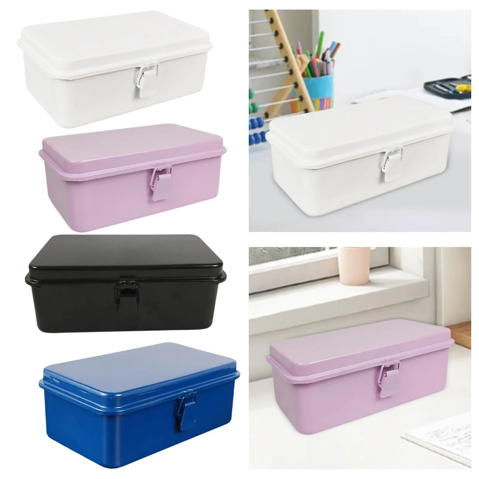 Metal Storage Box Storage Container Retro Style Blank Tool Box Bin for Stamp Handbook Crafts Storage Mechanics Tools Car Keys