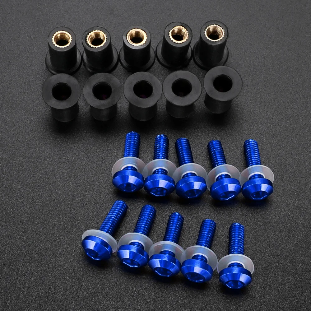 10PCS 5MM Windshield Screw Bolts For YAMAHA YZ-F 600 YZF600 R6 R7 2017 2018 2019 2020 2021 2022 2023 2024 Windscreen Rubber Kits 2