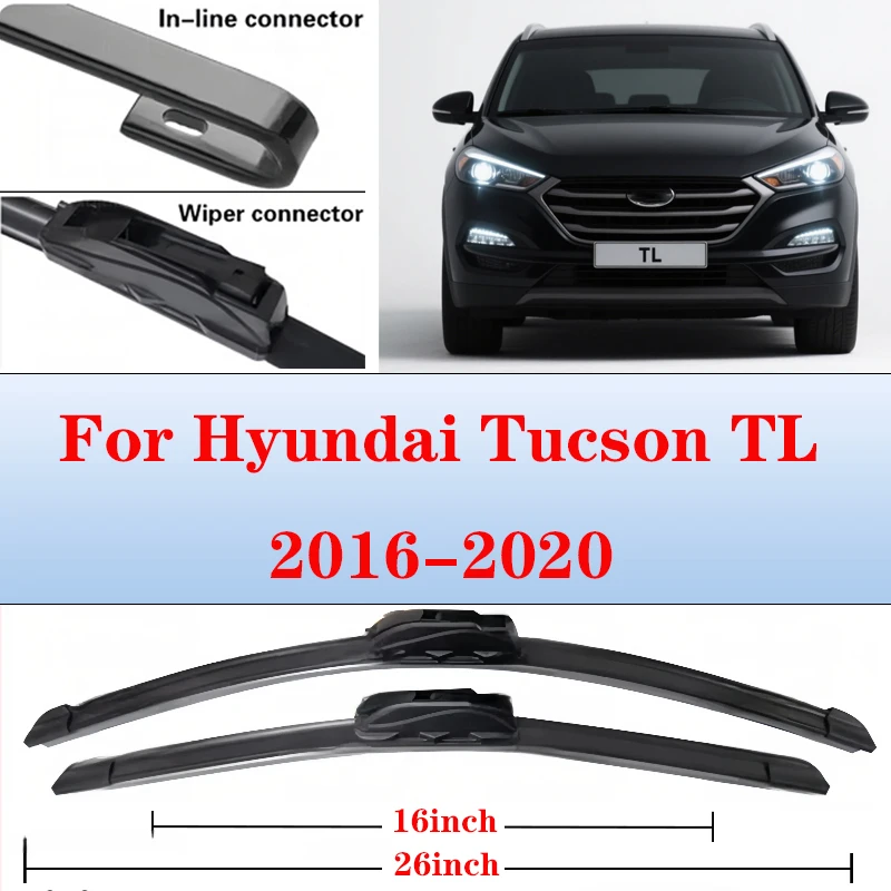 

Wiper Front & Rear Wiper Blades Set For Hyundai Tucson TL 2016 2017 2018 2019 2020 Windshield Windscreen 26"16"