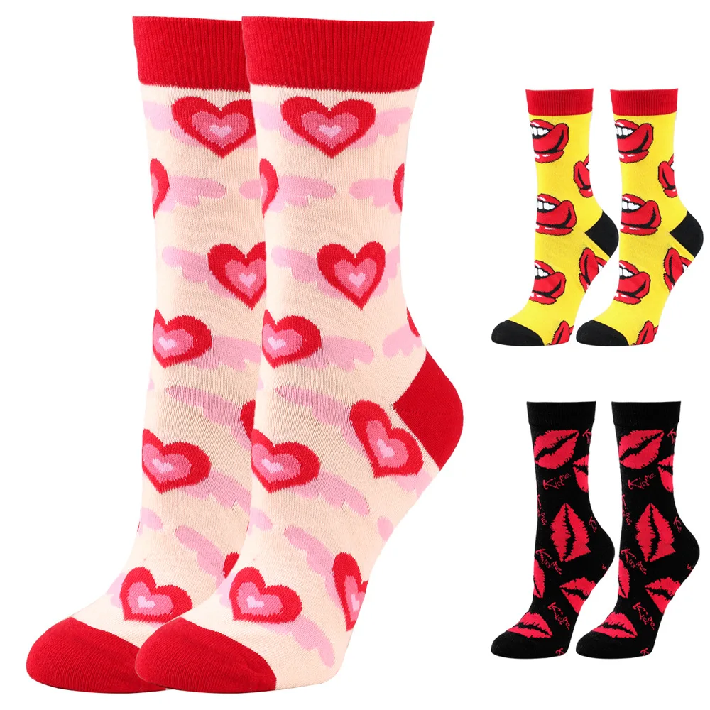 Valentine's Day Socks Men Women Socks Kawaii Couples New Love Heart Tube Cotton Socks Knitting Socks Holiday Gift Stockings Gift