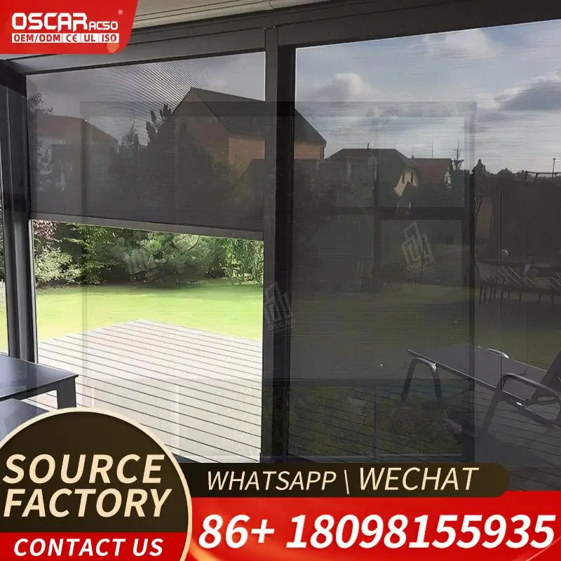 Windproof Waterproof Outdoor Roller Zip Screens for Windows Ideal for Patio Balcony Garden Rolling Blind